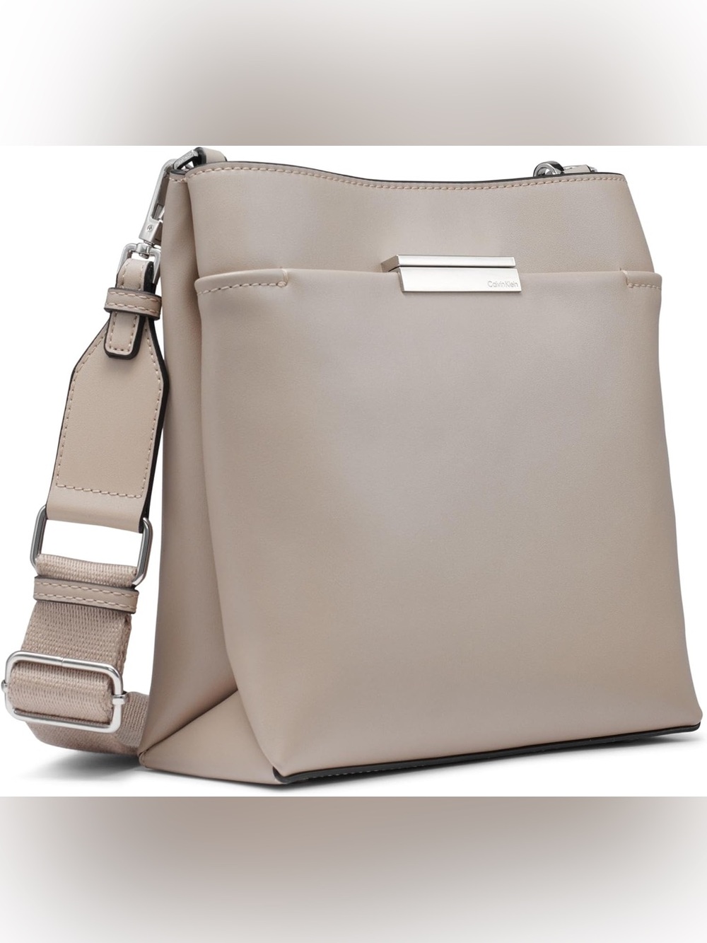 CALVIN KLEIN•”soma” beige vegan leather adjustable crossbody bag NWT